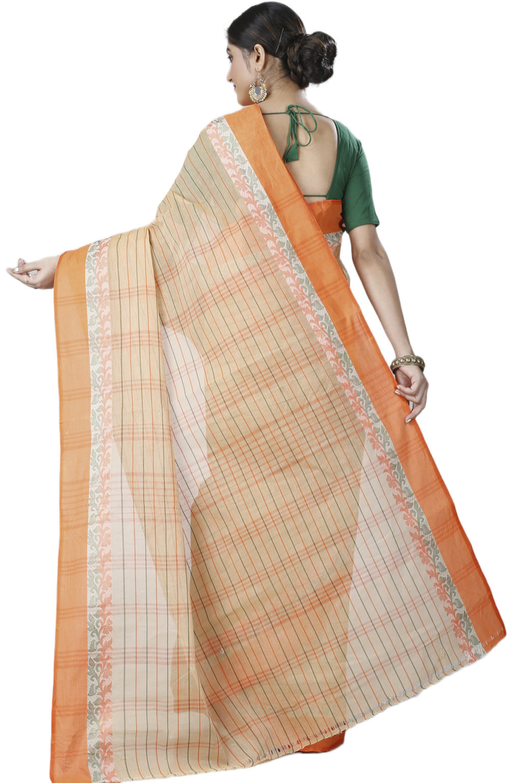 Orange Pure Cotton Subha Tant Saree (1085)
